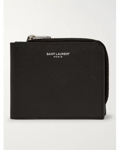 Saint Laurent Pebble-Grain Leather Zip-Around Wallet - Schwarz