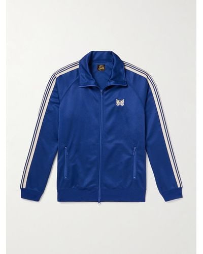 Needles Webbing-trimmed Logo-embroidered Tech-jersey Track Jacket - Blue