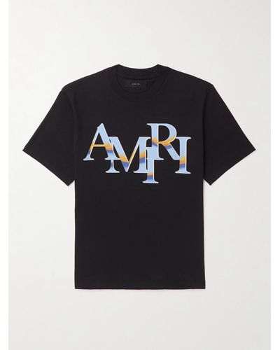 Amiri staggered Logo-print Cotton-jersey T-shirt - Black