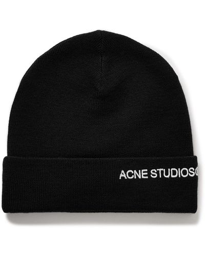 Acne Studios Logo-embroidered Wool-blend Beanie - Black
