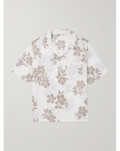 Onia Air Convertible-collar Floral-print Linen And Lyocell-blend Shirt - Natural