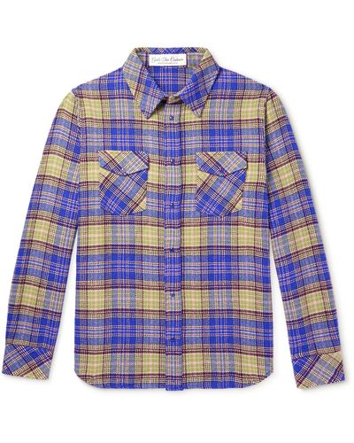 God's True Cashmere Checked Cashmere Shirt - Blue