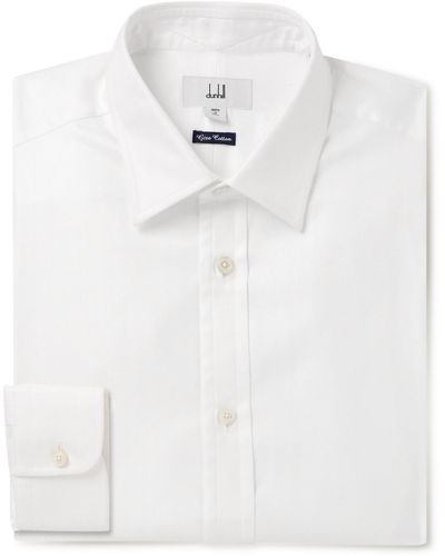 Dunhill Giza Herringbone Cotton Shirt - White