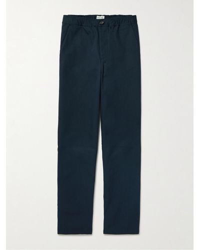 Oliver Spencer Straight-leg Cotton-drill Drawstring Pants - Blue