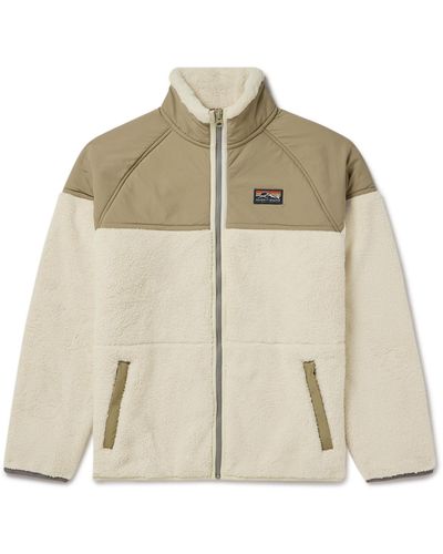 Faherty Logo-appliquéd Recycled-fleece And Shell Zip-up Jacket - Natural