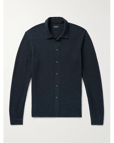 Club Monaco Slim-fit Waffle-knit Cotton-blend Shirt - Natural