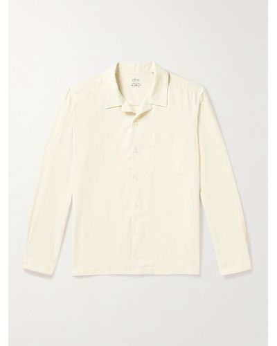 Altea Luke Camp-collar Garment-dyed Cotton-flannel Shirt - Natural