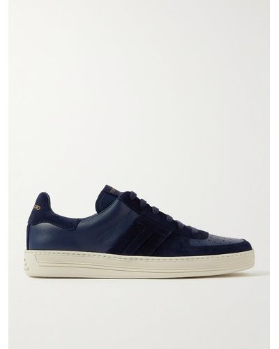 Tom Ford Radcliffe Suede And Leather Trainers - Blue