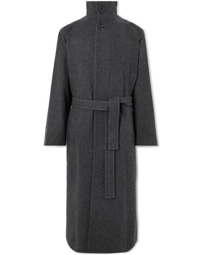 Lemaire Belted Wool And Cashmere-blend Coat - Gray
