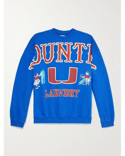Kapital Big Kountry Printed Cotton-jersey Sweatshirt - Blue