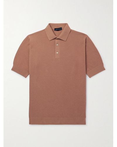 Thom Sweeney Slim-fit Cotton-piqué Polo Shirt - Orange
