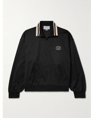 Gucci Technical Jersey Half Zip Jacket - Black