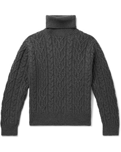 Nili Lotan Gio Cable-knit Cashmere Rollneck Sweater - Gray
