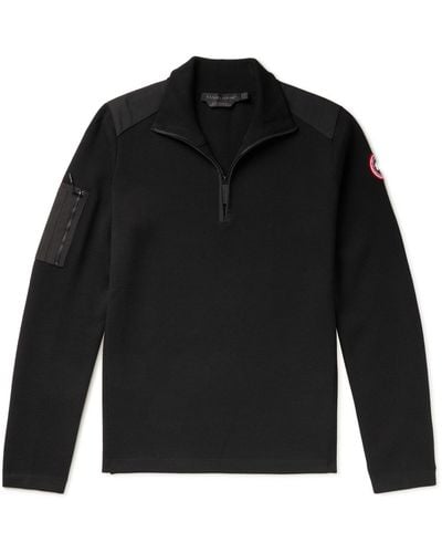 Canada Goose Stormont Slim-fit Cordura-trimmed Merino Wool Half-zip Sweater - Black