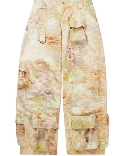 Collina Strada Garden Wide-leg Printed Cotton-twill Cargo Pants - Natural