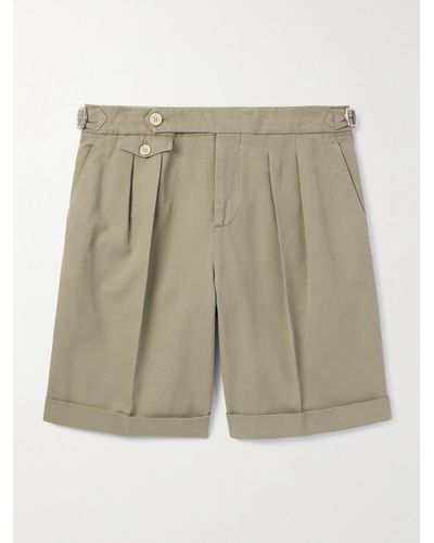 Brunello Cucinelli Straight-leg Pleated Garment-dyed Cotton-twill Shorts - Natural