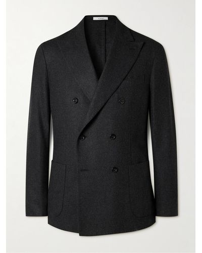 Boglioli Double-breasted Wool-flannel Suit Jacket - Black