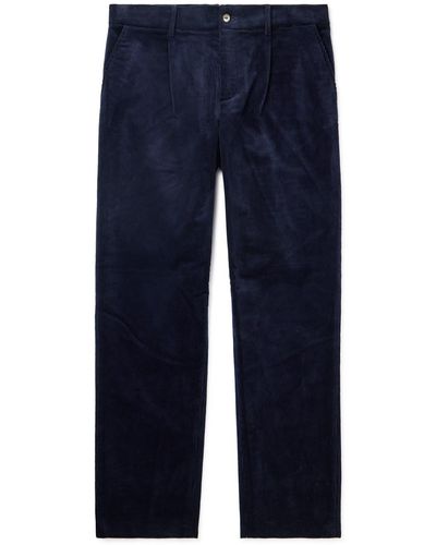 De Bonne Facture Pleated Straight-leg Cotton-corduroy Suit Pants - Blue