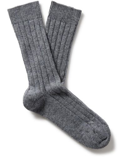 William Lockie Ribbed Cashmere-blend Socks - Gray