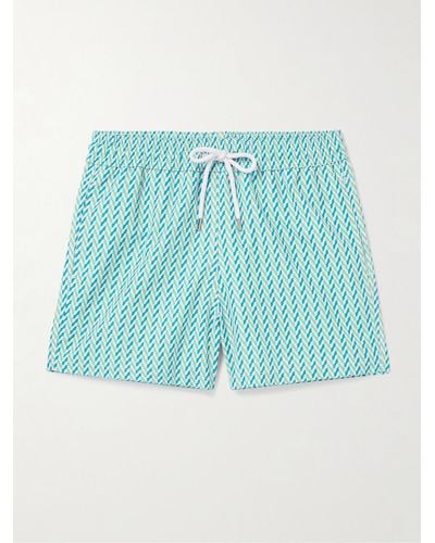 Frescobol Carioca Copacabana Straight-leg Mid-length Printed Recycled Swim Shorts - Blue