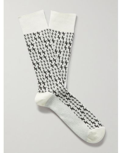 MR P. Socken aus Jacquard-Strick aus einer Baumwollmischung - Weiß