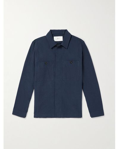 MR P. Cotton-blend Seersucker Overshirt - Blue