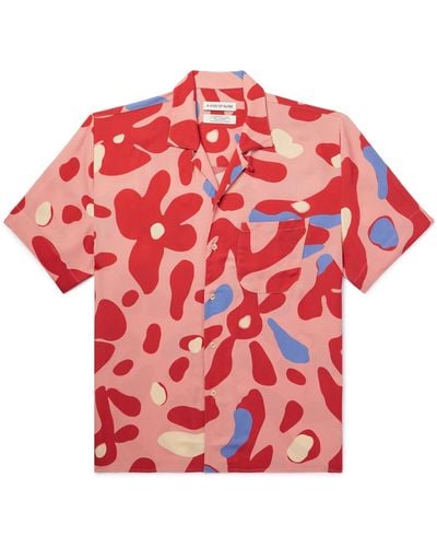 A Kind Of Guise Gioia Camp-collar Printed Crepe De Chine Shirt - Red