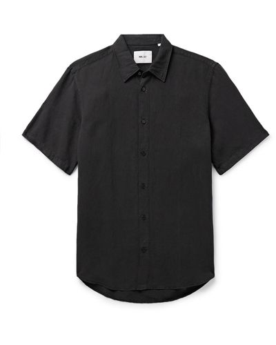 NN07 Arne 5028 Linen And Tm Lyocell-blend Shirt - Black