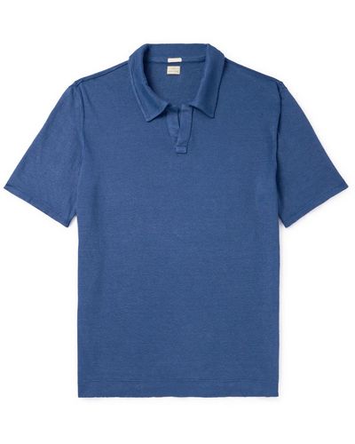 Massimo Alba Aruba Linen Polo Shirt - Blue
