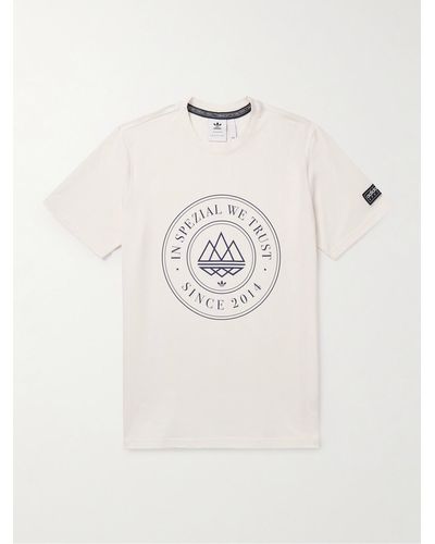 adidas Originals Mod Trefoil 10 Logo-print Cotton-jersey T-shirt - Natural