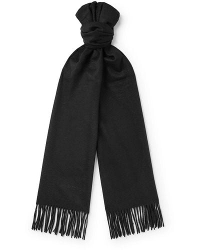 Tom Ford Day Fringed Logo-embroidered Cashmere Scarf - Black