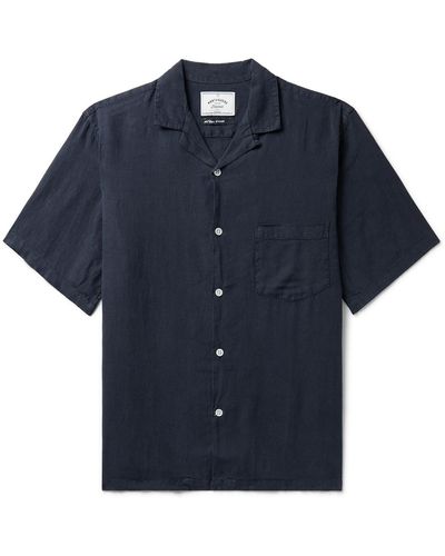 Portuguese Flannel Dogtown Convertible-collar Linen Shirt - Blue