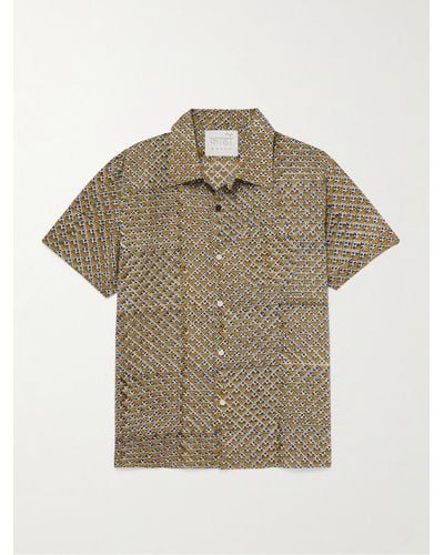 Kardo Chintan Hemd aus Baumwolle mit Print und wandelbarem Kragen - Natur