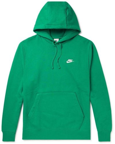 Nike Sportswear Club Logo-embroidered Cotton-blend Jersey Hoodie - Green