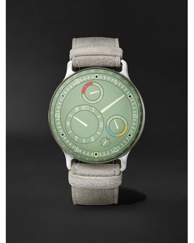 Ressence Type 3 44 mm Uhr aus Titan mit automatischem Aufzug und Armband aus Alcantara® - Grün
