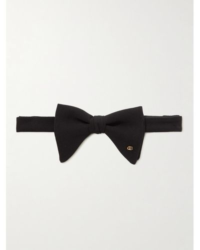 Gucci Silk Gg Logo Bow Tie - Black