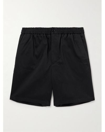 Ami Paris Straight-leg Cotton-sateen Shorts - Black