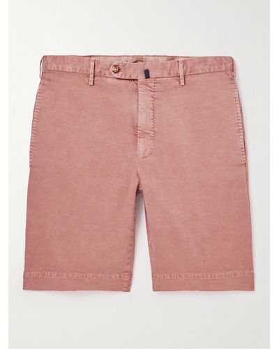 Incotex Straight-leg Cotton-blend Twill Shorts - Pink