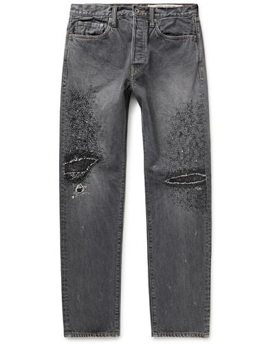 Kapital Monkey Cisco Distressed Denim Jeans - Gray