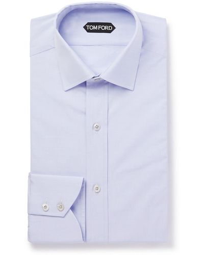 Tom Ford Cutaway-collar Cotton-poplin Shirt - Blue