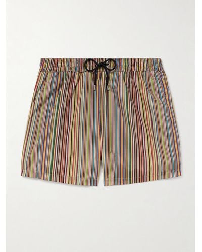Paul Smith Slim-fit Short-length Striped Swim Shorts - Brown