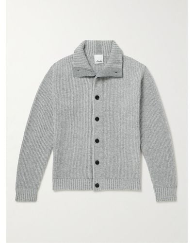 Allude Ribbed Cashmere Cardigan - Grey