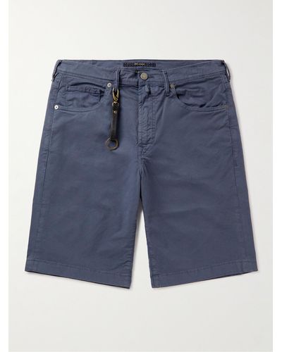 Incotex Straight-leg Cotton-blend Gabardine Shorts - Blue