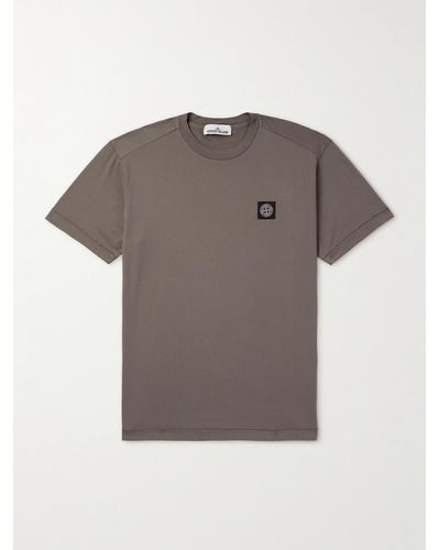 Stone Island T-Shirt aus Baumwoll-Jersey mit Logoapplikation in Stückfärbung - Grau