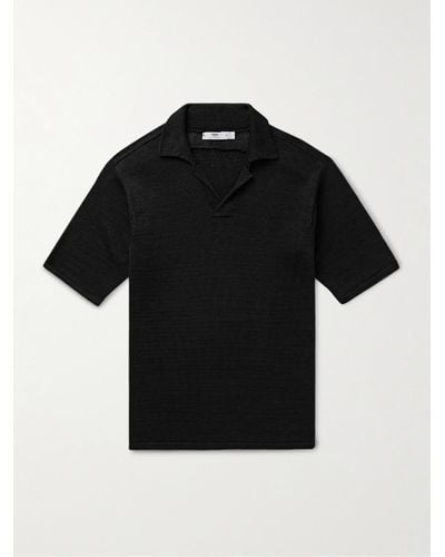 Inis Meáin Linen Polo Shirt - Black