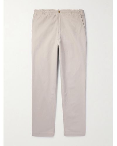 Polo Ralph Lauren Embroidered Straight-leg Cotton-twill Chinos - Natural