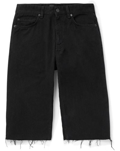 Balenciaga Slim-fit Straight-leg Distressed Denim Shorts - Black