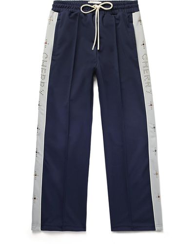 CHERRY LA Straight-leg Embellished Striped Tech-jersey Track Pants - Blue
