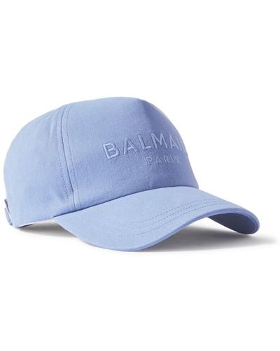 Balmain Logo-embroidered Cotton-twill Baseball Cap - Blue