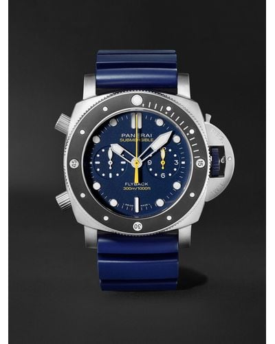 Panerai Submersible Mike Horn Limited Edition Automatic Flyback Chronograph 47mm Titanium and Rubber Watch - Blau
